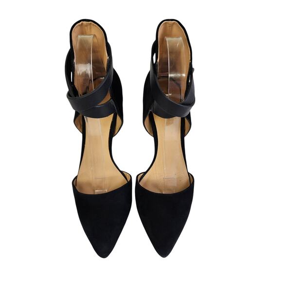 Joes Jeans Womens Laney Heels Size 7 Black Suede Leather Ankle Wrap Classic Sexy - Picture 3 of 9